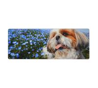 Primo piano dello Shih Tzu,Tappetino per mouse grande, da scrivania, per tastiera e computer, con base in gomma antiscivolo, 30 x 80 cm