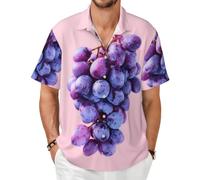Primo piano di Grapes Camicia a maniche corte - Top estivo casual button down, Nero, 5X-Large-8X-Large