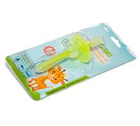 Primo spazzolino da denti per neonati e bambini, in silicone con anello di protezione per una pulizia profonda e un massaggio gengive (verde)