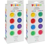 PRIMO - Tempere Lavabili per Bambini +3 Anni, 12 Colori per Bambini 25 ml in Vasetto Validi come Colori per Tessuti e Lavoretti Creativi, Pittura per Tessuti, Carta e Vetro, Colori a Tempera Coprenti