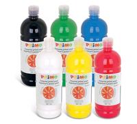 PRIMO - Tempere Lavabili per Bambini, 6 Colori per Bambini +3 Anni da 1L con Dosatore, Colori a Tempera per Dipingere Carta Stoffa Vetro, Pittura, Cartoleria, Lavoretti Creativi e Materiale Scolastico