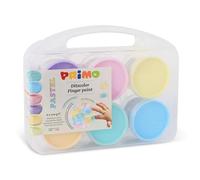 PRIMO - Valigetta Colori per Bambini +2 Anni Prima Infanzia, Tempere per Dipingere a Dita 100g 6 Colori Pastello per Carta Vetro, Tempera per Cartoleria e Lavoretti Creativi Dermatologicamente Testata