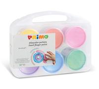 PRIMO - Valigetta Colori per Bambini +2 Anni Prima Infanzia, Tempere per Dipingere a Dita 100g con 6 Colori a Tempera per Carta Vetro Pittura Cartoleria e Lavoretti Creativi Dermatologicamente Testata