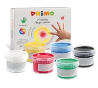 PRIMO - Valigetta Colori per Bambini +2 Anni Prima Infanzia, Tempere per Dipingere a Dita 250g con 6 Colori a Tempera per Carta Vetro Pittura Cartoleria e Lavoretti Creativi Dermatologicamente Testata
