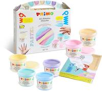 PRIMO - Valigetta Colori per Bambini +2Anni Prima Infanzia + ActivityBook, 6 Tempere per Dipingere a Dita 100g, Colori a Tempera Pastel Pittura Cartoleria Lavoretti Creativi Dermatologicamente Testata