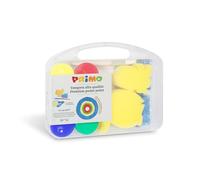 PRIMO - Valigetta Colori per Bambini +3 Anni, 6 Tempere Lavabili per Bambini 44 ml + 2 Spugne e Pennelli, Tempere per Dipingere Tessuti Carta Altro, Colore a Tempera per Cartoleria Lavoretti Creativi