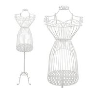 PrimoLiving manichino da sarto in metallo DIVA in bianco - con scomparto e spazio per riporre busto manichino decorativo look vintage - manichino donna manichino busto decorativo appendiabiti P-14110