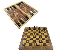 PrimoLiving Set Backgammon e Scacchi in legno - 40x40 cm - con scacchiera e backgammon