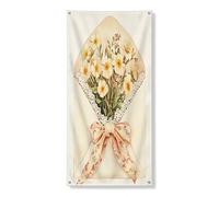 Primule Primule Copertura per porta Banner 91 x 182 cm, divertente busta con fiori e foglie da appendere alla porta d'ingresso, decorazione per interni ed esterni, sfondo floreale per ingresso