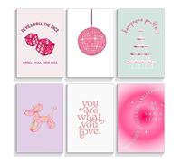 Prinajssiad 6 poster rosa preppy per l'estetica della stanza, 20,3 x 25,4 cm, poster con affermazioni folklore Taylor, stampe su tela, stampa con problemi di champagne cantante, collage da parete per