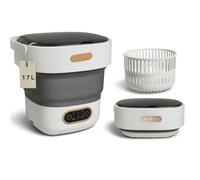 Prince Distribution Lavatrice portatile, mini lavatrice da 15 l, carica dall'alto, 3 programmi, controllo manuale, grigio