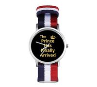 Prince Has Finally Arrived - Orologio al quarzo personalizzato con numeri arabi, con cinturino regolabile per uomo e donna, Stile:, regular, MHXYZHW