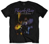 Prince 'Purple Rain' (Nero) Maglietta - Nuovo