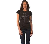 Prince T Shirt Purple Symbol Diamante Logo Nuovo Ufficiale da Donna Skinny Fit Size M