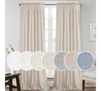 PrinceDeco Tende in lino con morbida tela di lino, con tasca per asta, decorative, rustiche e casual, per soggiorno, camera da letto, 2 paia, 132 x 274 cm (larghezza x lunghezza)