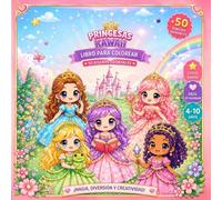 Princesas Kawaii para Colorear: Más de 50 dibujos adorables de princesas mágicas. Libro para colorear para niñas de 4 a 10 años. Estilo simple con líneas gruesas y espacios grandes