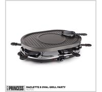 PRINCESS 162700 RACLETTE 8 OVAL GRILL PARTY TERMOSTATO GRIGLIA 1200W