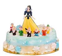 Princess Biancaneve e i sette nani, con bambole e nani, decorazione per torte, decorazioni congelate, 8 pezzi