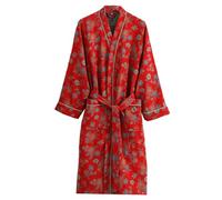 PRINCESS BRIDE Accappatoio unisex in cotone doppio strato garza traspirante pigiama morbido camicia da notte assorbente Yukata per hotel, casa, Rosso, L