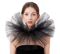 PRINCESS BRIDE Accessorio da clown da circo lirico, collare vittoriano elisabettiano rinascimentale, accessorio per feste in maschera, Halloween, collare a strati (nero)