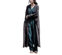 PRINCESS BRIDE Cappotto da meditazione zen in lino stile retrò, cardigan lungo a maniche lunghe, con bottoni, leggero, taglia unica, grigio scuro