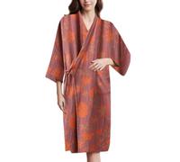 PRINCESS BRIDE Kimono tradizionale giapponese legato Yukata doppio strato filato garza pigiama morbido accappatoio per le donne, Viola chiaro, XL