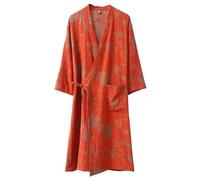 PRINCESS BRIDE Kimono tradizionale giapponese legato Yukata doppio strato filato garza pigiama morbido accappatoio per le donne, Marrone, L