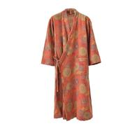 PRINCESS BRIDE Kimono tradizionale giapponese legato Yukata doppio strato filato garza pigiama morbido accappatoio per le donne, Arancione, L