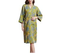 PRINCESS BRIDE Kimono tradizionale giapponese legato Yukata doppio strato filato garza pigiama morbido accappatoio per le donne, Giallo, XL