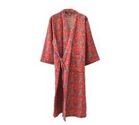 PRINCESS BRIDE Kimono Yukata in stile giapponese a doppio strato in garza tinta in filo morbido accappatoio per le donne, Rosso, L