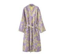 PRINCESS BRIDE Kimono Yukata in stile giapponese a doppio strato in garza tinta in filo morbido accappatoio per le donne, Viola, L