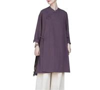 PRINCESS BRIDE Tai Chi Tai Chi - Maglietta unisex a maniche lunghe, in cotone e lino, con scollo inclinato, con fiocco Hanfu, ampia vestibilità comoda