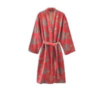 PRINCESS BRIDE Traspirante Garza di Cotone Jacquard Giapponese Yukata Morbido Camicia Da Notte Accappatoio Camicia Da Notte Confortevole Pigiama per Le Donne, Rosso granato., XXL