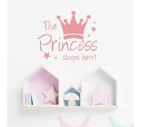 Princess Crown Wall Stickers, The Princess Sleeps Here Wall Decals for Girls Room Little Girls Bedroom Nursery Playroom Daycare Classroom Party Decoration