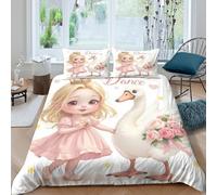 princess dancingcopripiumino microfibra Set di 3 Pezzi stampa di 3D cerniera nascosta cartoon cute style Set Di Copripiumino con federe per cuscini traspirante for adulti Super king（260x220cm）