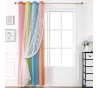 Princess For Rainbow - Tende oscuranti sfumate per camera da letto delle ragazze, a doppio strato, stellate per la notte, per finestre, con tasca per asta, in poliestere, 132 cm x 160 cm (arancione)