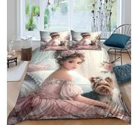 princess girlSet Di Copripiumino morbida Set di 3 Pezzi stampa di 3D con cerniera romantic fantasy art copripiumino incluso federe aiosa for bambini adulti ragazzi Super king（260x220cm）