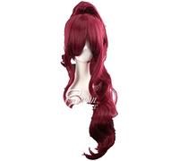 Princess Megara Cosplay Wig Meg Long Red Wine Parrucche for Capelli Sintetici for Adulti + Tappo della Parrucca