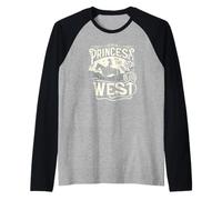 Princess Of The West Western Country Cowgirl Rodeo Stivali Maglia con Maniche Raglan