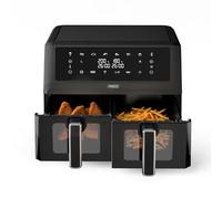 Princess XXL Friggitrice senza olio con doppio cestello - 11 L - Senza BPA e PFAS - Fine cottura sincronizzato - 8 programmi - Finestra di visualizzazione - 2400 W - 2x5,5 L - 182276