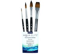 Princeton Artist Brush Co. Aqua Elite - Pennelli professionali per acquerelli, serie 4850, set di 4 pennelli sintetici Kolinsky in zibellino per acquerelli, pennelli per acquerelli o guazzo, pennelli