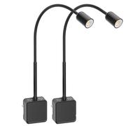 PRINCEWAY Lampada Applique da Parete da Lettura Faretto LED Dimmerabile Nera con Spina per Leggere a Letto, Due Interruttore Tocchi, 3 Colore Illuminazione, Angolo di Luce 50°, Confezione da 2