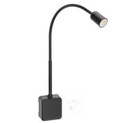 PRINCEWAY Lampada da Lettura Applique da Parete Faretto LED Dimmerabile Nera con Spina per Leggere a Letto, Interruttore a Due Tocchi, 3 Modalità di Colore Illuminazione, Angolo di Luce 50°