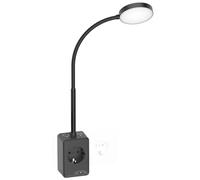 PRINCEWAY Lampada da Lettura Applique da Parete LED Dimmerabile Nera con Spina e Presa Elettrica per Camera Leggere a Letto, Due Interruttori Tocco, 3 Modalità di Colore Illuminazione