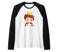 Principe delle fiabe con corona per un'atmosfera magica Maglia con Maniche Raglan
