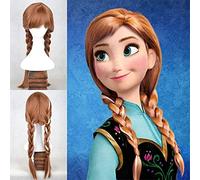 Principessa Anna Elsa Parrucche Cosplay Per Donne Ragazze Lungo Rettilineo 70 Cm Due Treccia Resistente Al Calore Parrucca Sintetica Anime Film Marrone Anna