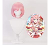 Principessa Connect Re Dive Kusano Yui Rosa Cosplay corta resistente al calore Capelli sintetici Carnevale Festa di Halloween + Cappellino parrucca gratuito HG-063