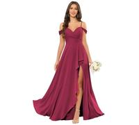 Principessa Damigella D'Onore Abito Spaghetti Cinghie Prom Abiti Chiffon Formale Sera Partito Maxi Abito Spalla Off ZMKI469, Rosa del deserto, 54 Più