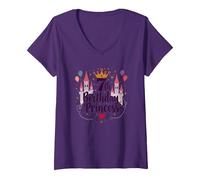 Principessa del 7° Compleanno: Celebrazione del Castello Reale Maglietta con Collo a V, Donna, Viola, XL