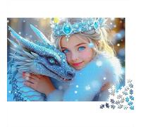 Principessa del Ghiaccio con Drago Blu Puzzle 1000 Pezzi Gioco di Puzzle 1000 Pezzi Stile Invernale Fantasy Puzzle per Adulti Relax Regalo Decorazione Casa 52x38cm/1000pcs